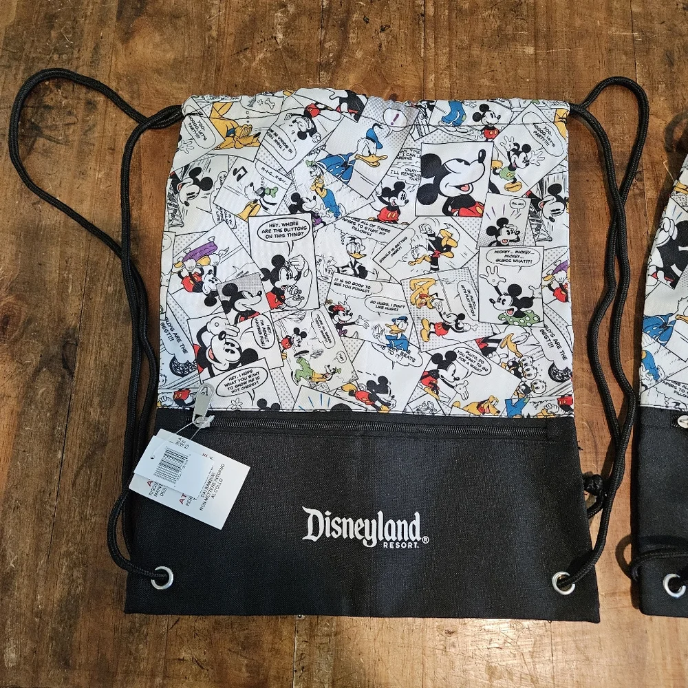 Two Disneyland Resort Mickey and Friends Cartoon Cinch Bags